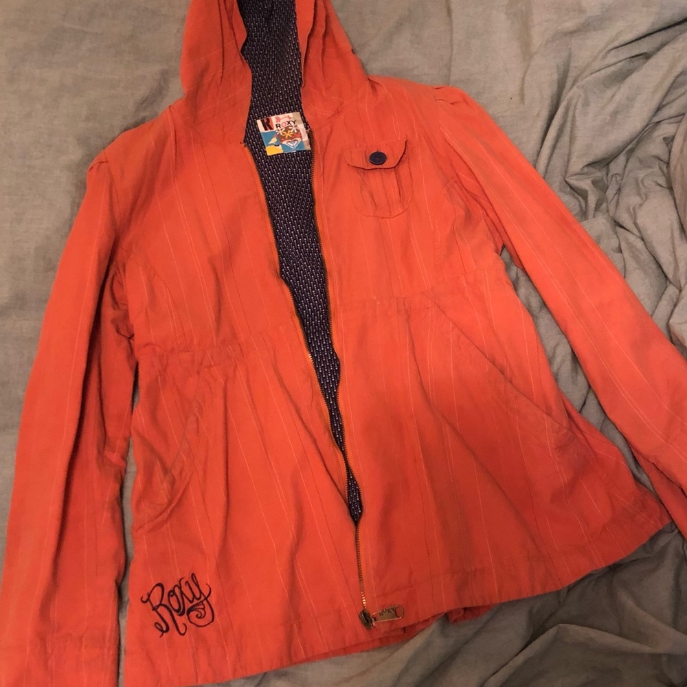 Orange Roxy Hooded Jacket. Size Small